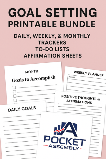 Goal Setting Printable Bundle – Daily, Weekly, Monthly Goal Trackers, To-Do Lists & Affirmation Sheets (PDF Digital Planner Kit)
