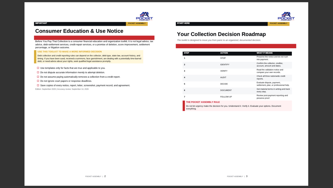 Debt Collection & Settlement Toolkit + Dispute Letter Templates | Before You Pay That Collection